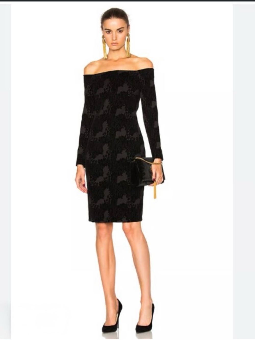 L'Agence Daphne Off The Shoulder Dress Black Brocade, XS 🦋